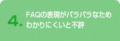 FAQの表現がバラバラなためわかりにくいと不評